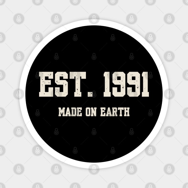 1991 Birthday Vintage Varsity Magnet by Stylecombinator